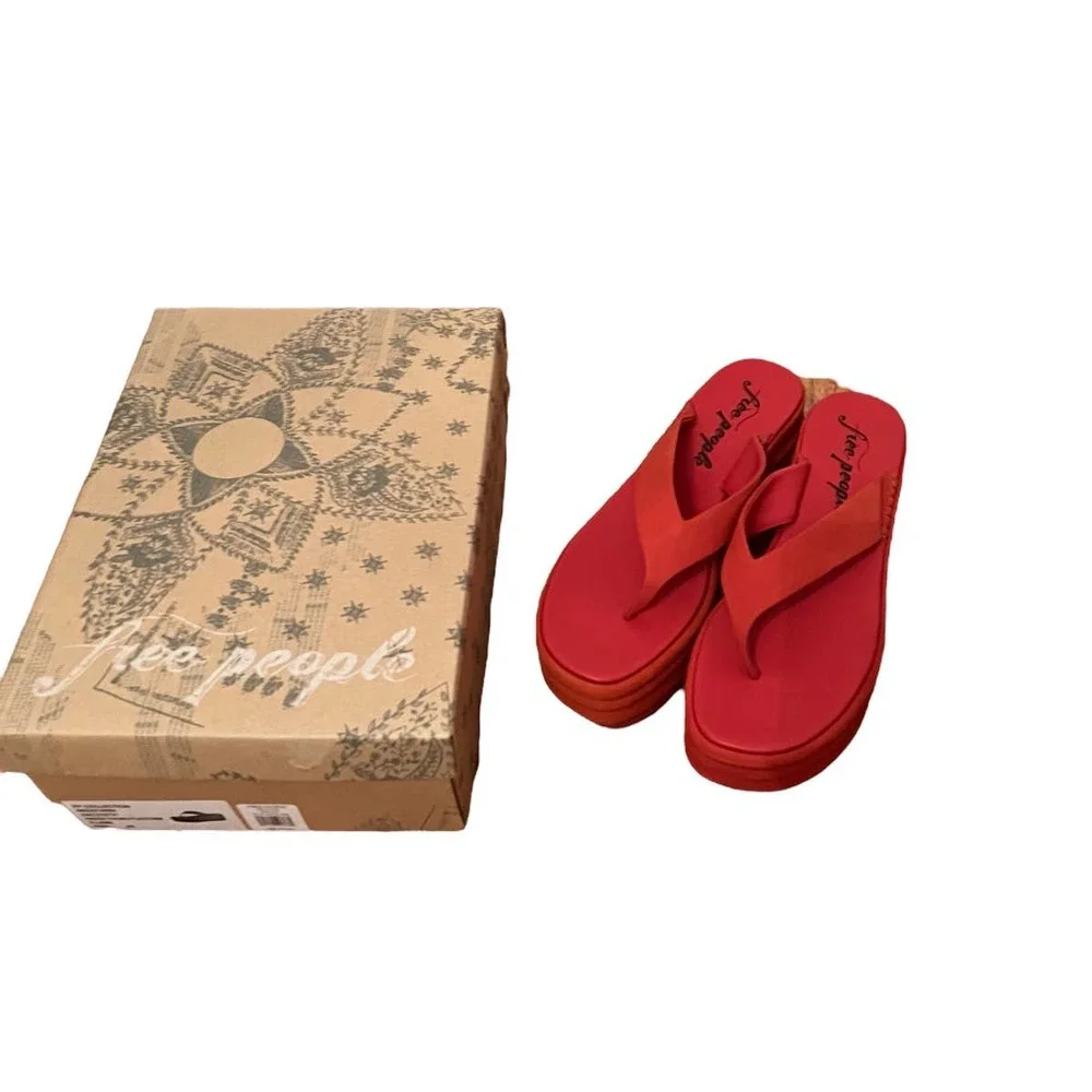 Free People Haven Thong Platform Sandal Flame Red Women's Sz EU 40 US 10 NEW